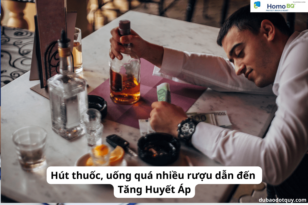Tăng huyết áp là yếu tố nguy cơ hàng đầu gây đột quỵ não 2 Hút thuốc, uống quá nhiều rượu dẫn đến Tăng Huyết Áp